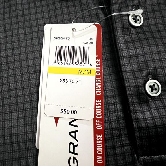 Grand Slam Men’s Performance Golf Polo Black Checkered Medium M/M UPF 50 - Picture 5 of 8